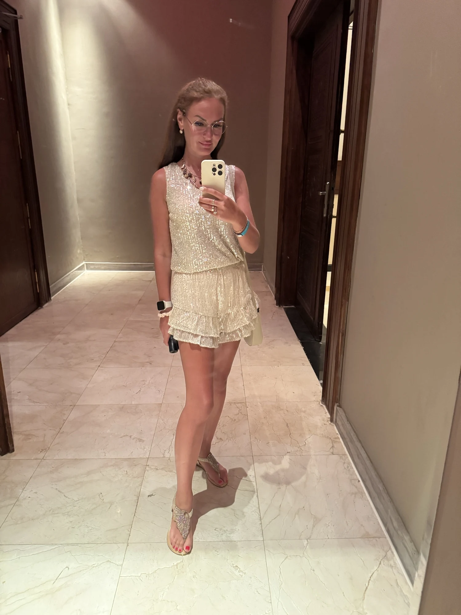 Sparkly Sequin Ruffle High-Waist Shorts photo review