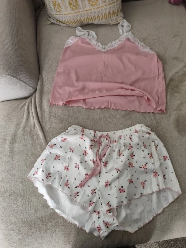 Lace-Trimmed Two-Piece Camisole & Shorts Sleep Set photo review