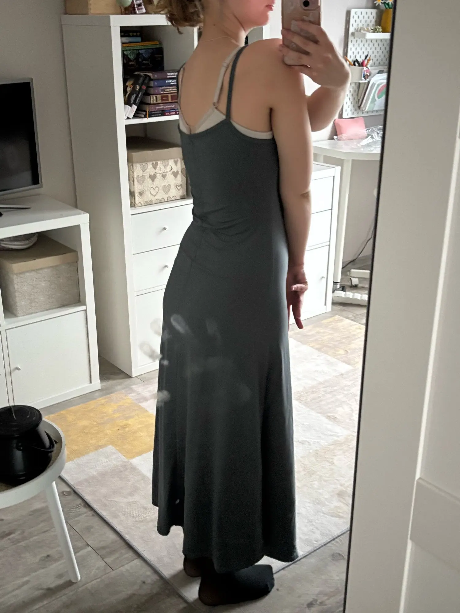 Summer Grey Backless Maxi Dress with Stretch Fit & Strapless Neckline photo review