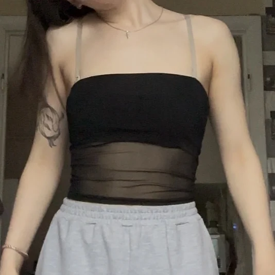 Breathable Black Mesh Corset Top - Summer Streetwear Essential photo review