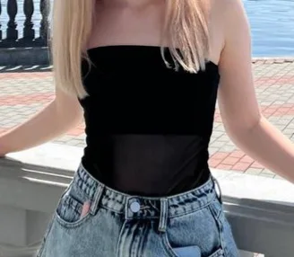 Breathable Black Mesh Corset Top - Summer Streetwear Essential photo review