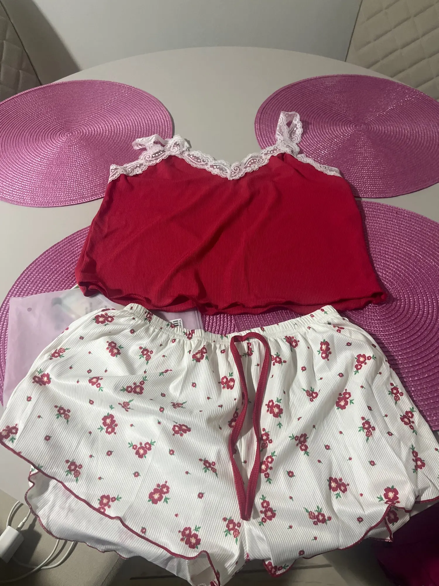 Lace-Trimmed Two-Piece Camisole & Shorts Sleep Set photo review