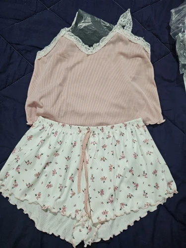 Lace-Trimmed Two-Piece Camisole & Shorts Sleep Set photo review