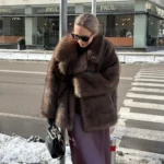 Luxurious V-Neck Faux Fur Winter Coat - Elegant Warmth photo review