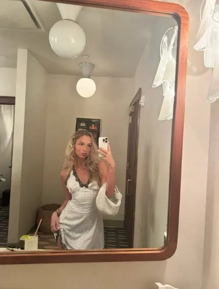 Elegant White Lace Polka Dot V-Neck Summer Dress photo review