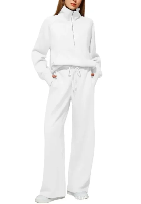 Cozy Turtleneck Sweatshirt & Wide Leg Pants Set for Women