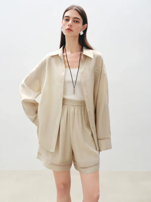 Petite Linen Lyocell Crochet Set - Tailored Comfort