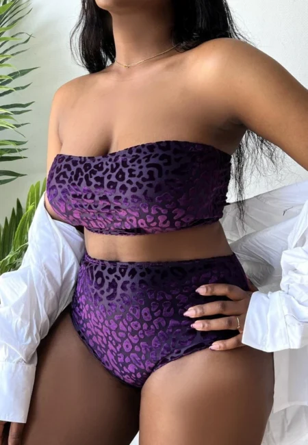 Plus Size Leopard Print High Waist Bikini for Confident Swim