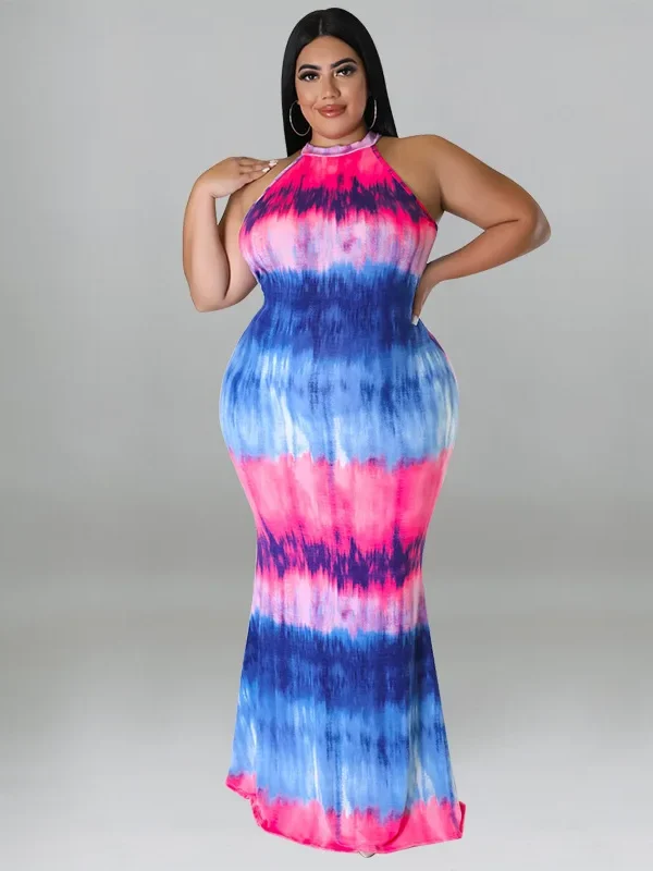 Vibrant Tie-Dye Plus Size Dress for Effortless Summer Style