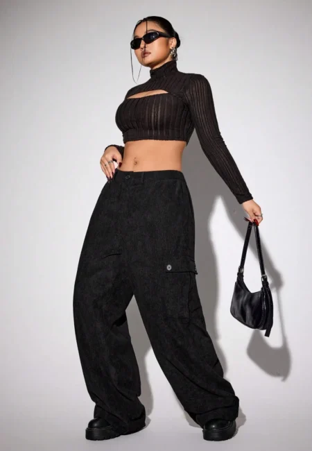 Large Size Women's Clothing, American Workwear Style Casual Pants, Autumn and Winter New Styles, Street Trend Wide Leg Pants