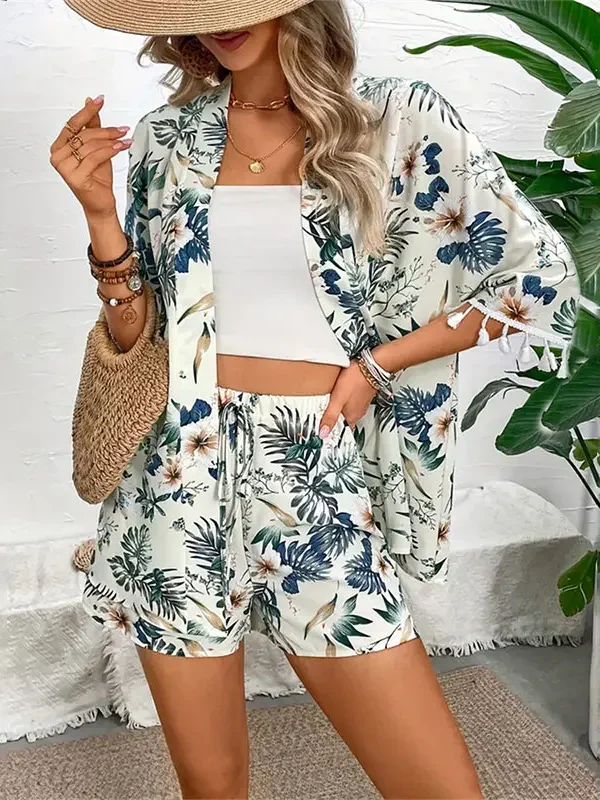 Moopsi 33 Floral Beach Cardigan Set - Women'S Summer Two Piece Outfit