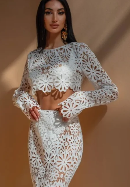 Elegant Women's Lace Two-Piece Beach Set Summer