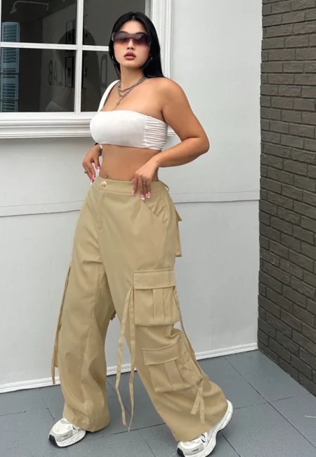 Large Size Women's American Workwear Casual Pants for Spring and Summer , New Personalized Street Wide Leg Pants