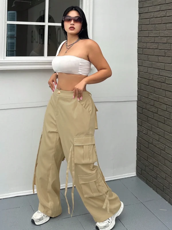 Large Size Women's American Workwear Casual Pants for Spring and Summer , New Personalized Street Wide Leg Pants