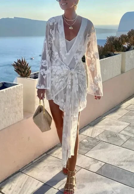 Lace Beach Cover Up Dress - Boho Summer Cardigan & Pareo