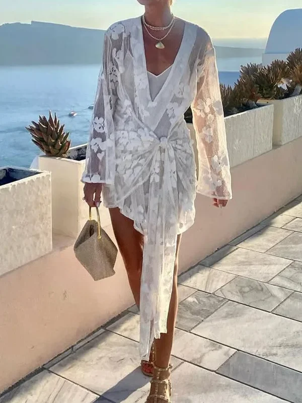 Moopsi 5 Lace Beach Cover Up Dress - Boho Summer Cardigan &Amp; Pareo