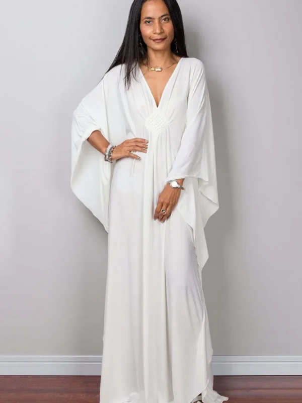 Moopsi 3 Flowy V-Neck Beach Kaftan - Batwing Sleeve Plus Size Coverup