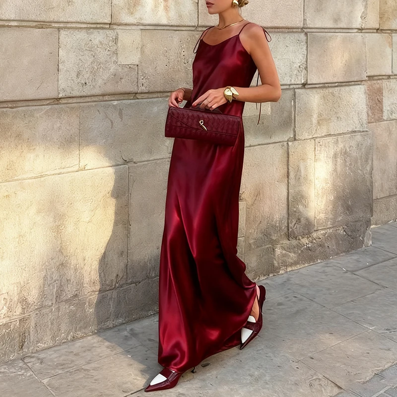 kf-Sefffec2e949f49bfbfd514b61223f4d1r Burgundy Satin Backless Gown Sleeveless Bridesmaid Maxi Dress
