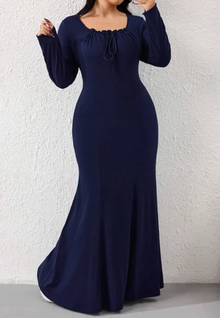 Autumn Navy A-Line Dress: Flattering Comfort