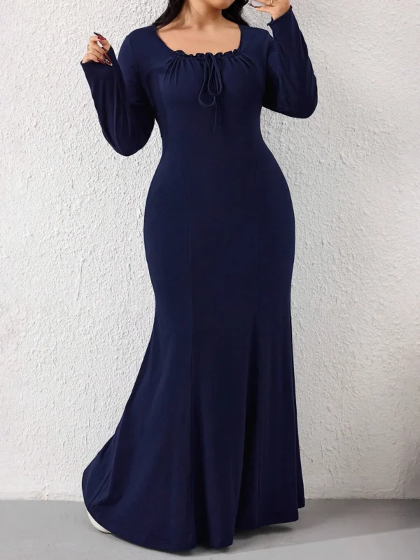 Autumn Navy A-Line Dress: Flattering Comfort