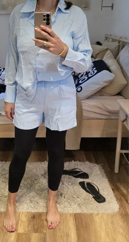 Trendy Button-Up Shirt & Shorts Combo - Perfect Summer Outfit photo review