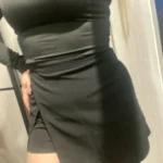 Trendy Black A-Line Mini Skirt High Waist Side Slit Korean photo review