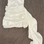 Luxurious Satin Corset Dress Strapless Asymmetrical Scarf photo review