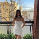 Luxurious Satin Corset Dress Strapless Asymmetrical Scarf photo review