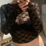 Lace-Trimmed Long Sleeve Crop Top for Unforgettable Nights photo review