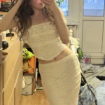 Elegant Women's Lace-Up Maxi Skirt Set Wedding Guest photo review