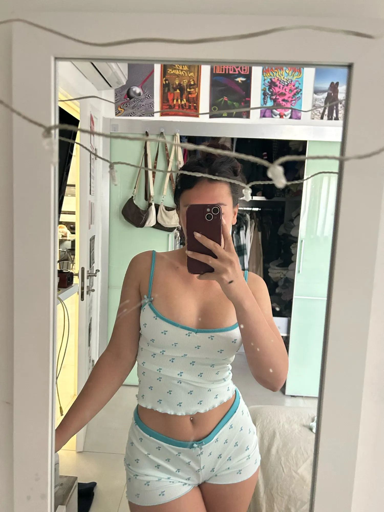 Cherry Print Bow Cami Top & Shorts Set Summer Festival Outfit photo review