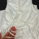 Luxurious Satin Corset Dress Strapless Asymmetrical Scarf photo review