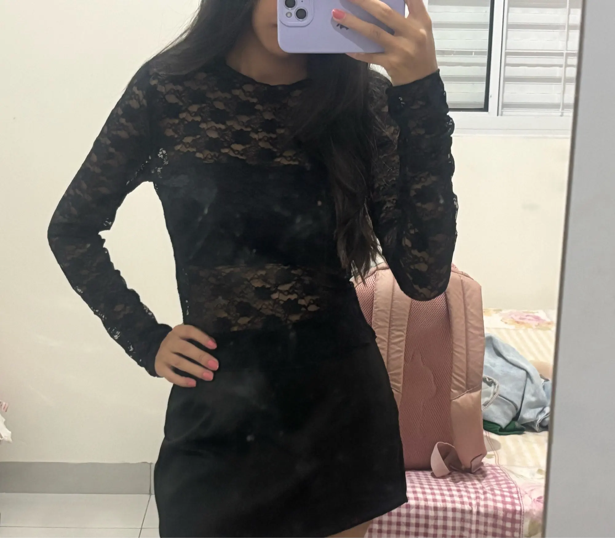 Lace-Trimmed Long Sleeve Crop Top for Unforgettable Nights photo review