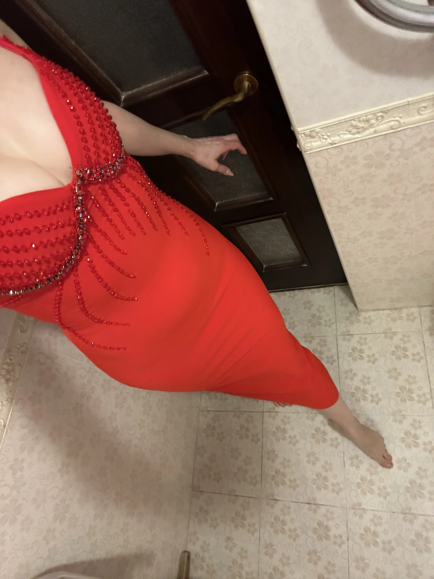 Beaded Spaghetti Strap Bandage Dress Ankle-Length photo review