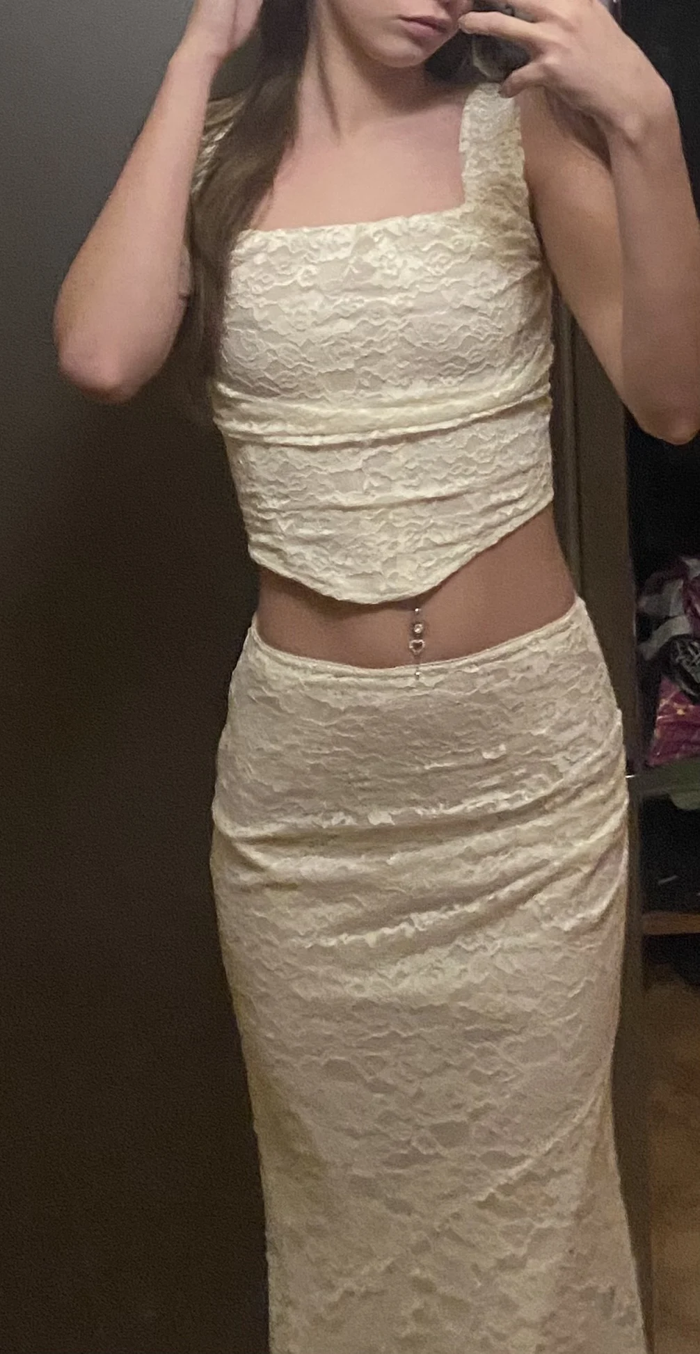 Elegant Women's Lace-Up Maxi Skirt Set Wedding Guest photo review