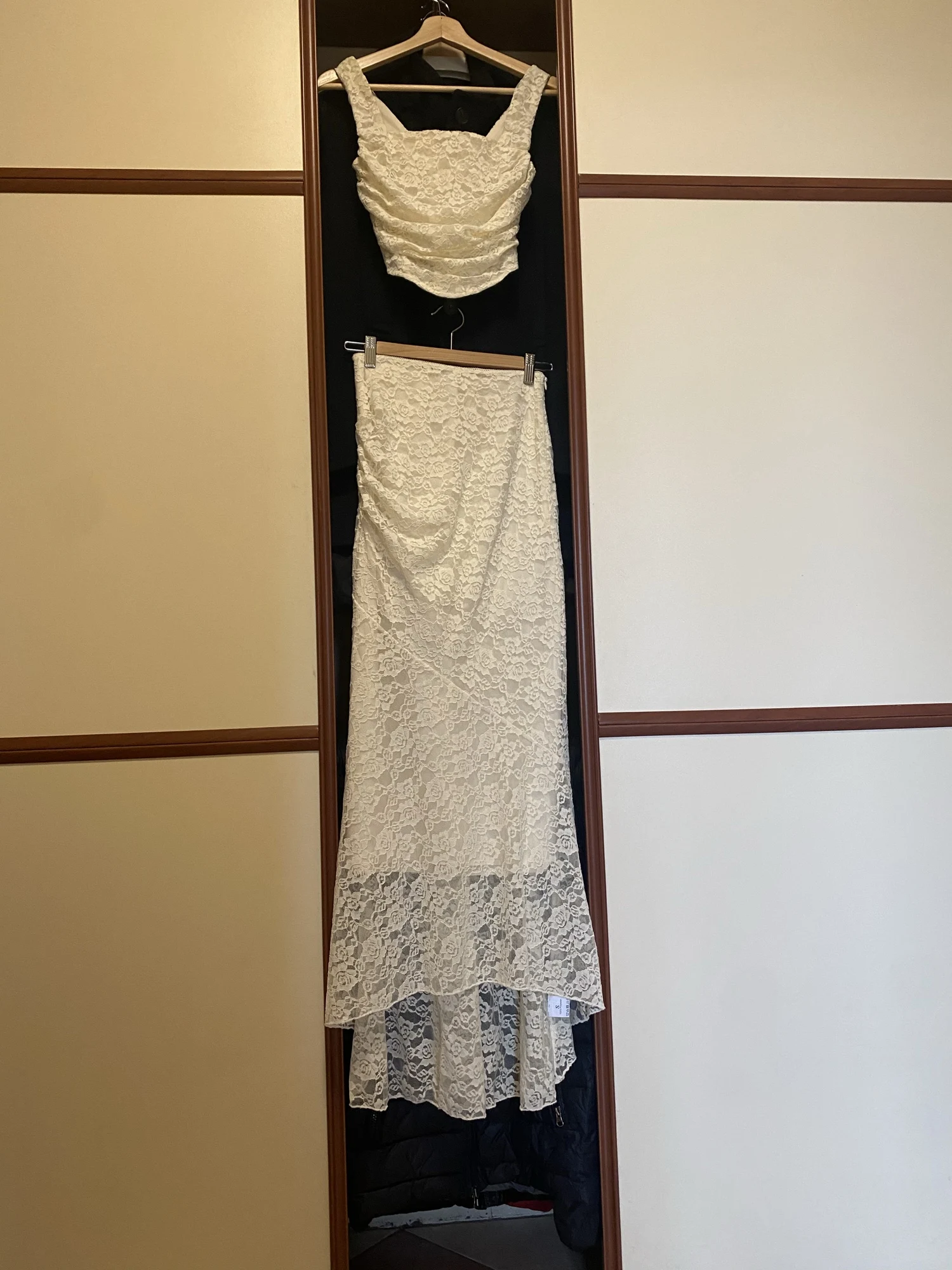 Elegant Women's Lace-Up Maxi Skirt Set Wedding Guest photo review