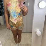 Elegant Halter Backless 2-Piece Summer Outfit Club Top Shorts Set photo review