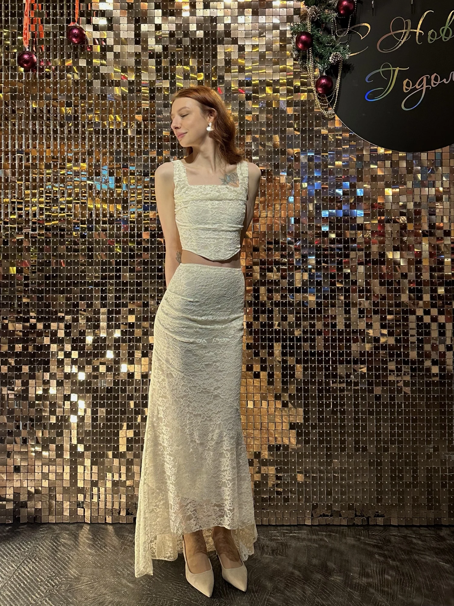 Elegant Women'S Lace-Up Maxi Skirt Set Wedding Guest Photo Review