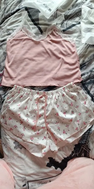 Lace-Trimmed Two-Piece Camisole & Shorts Sleep Set photo review