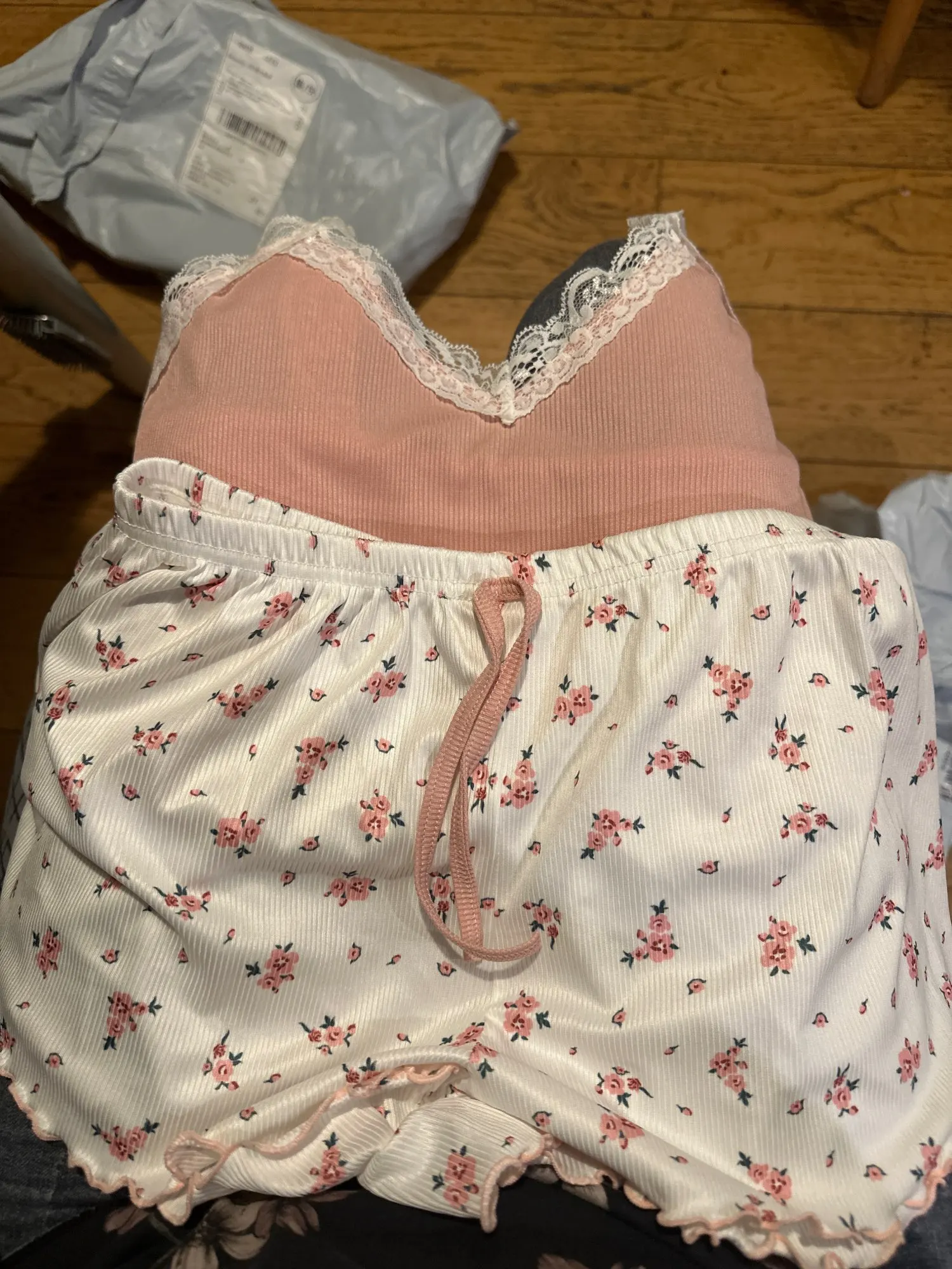 Lace-Trimmed Two-Piece Camisole & Shorts Sleep Set photo review