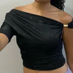 Effortless Summer Ruched Metal T-Shirt for Trendy Comfort photo review