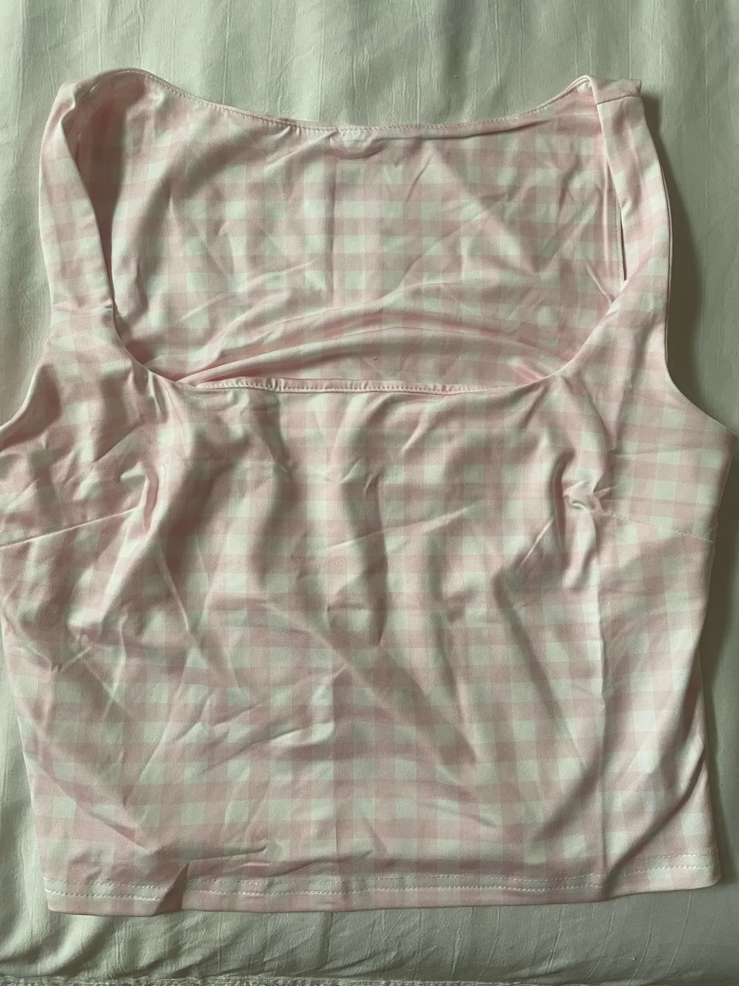 Vibrant Plaid Square Collar Sleeveless Tank Top for Parties photo review