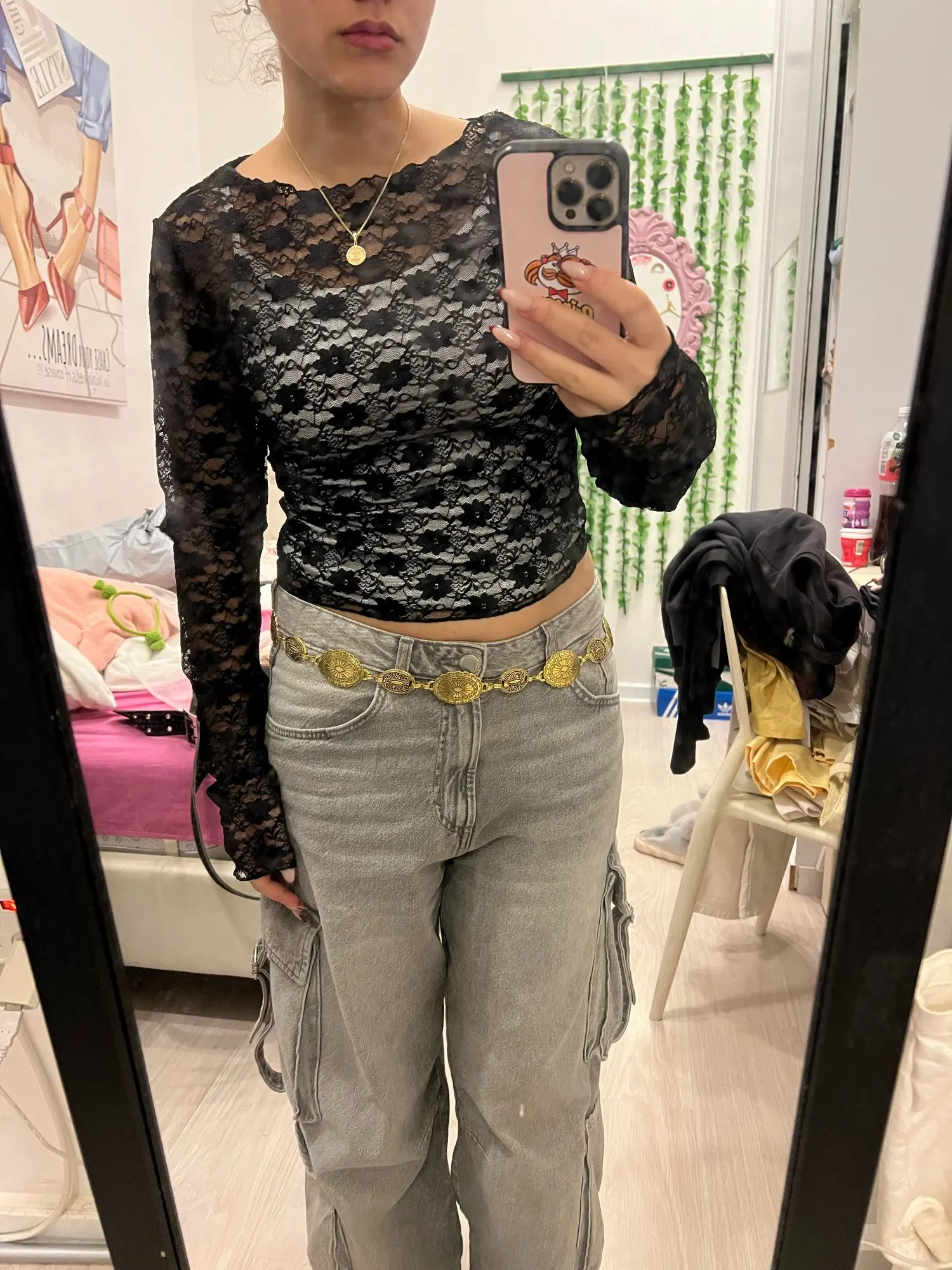 Lace-Trimmed Long Sleeve Crop Top for Unforgettable Nights photo review