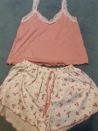 Lace-Trimmed Two-Piece Camisole & Shorts Sleep Set photo review
