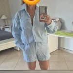 Trendy Button-Up Shirt & Shorts Combo - Perfect Summer Outfit photo review
