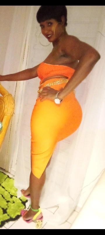 Strapless Orange Bodycon Dress with Split Detail photo review