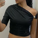 Effortless Summer Ruched Metal T-Shirt for Trendy Comfort photo review