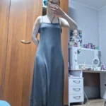 Summer Grey Backless Maxi Dress with Stretch Fit & Strapless Neckline photo review