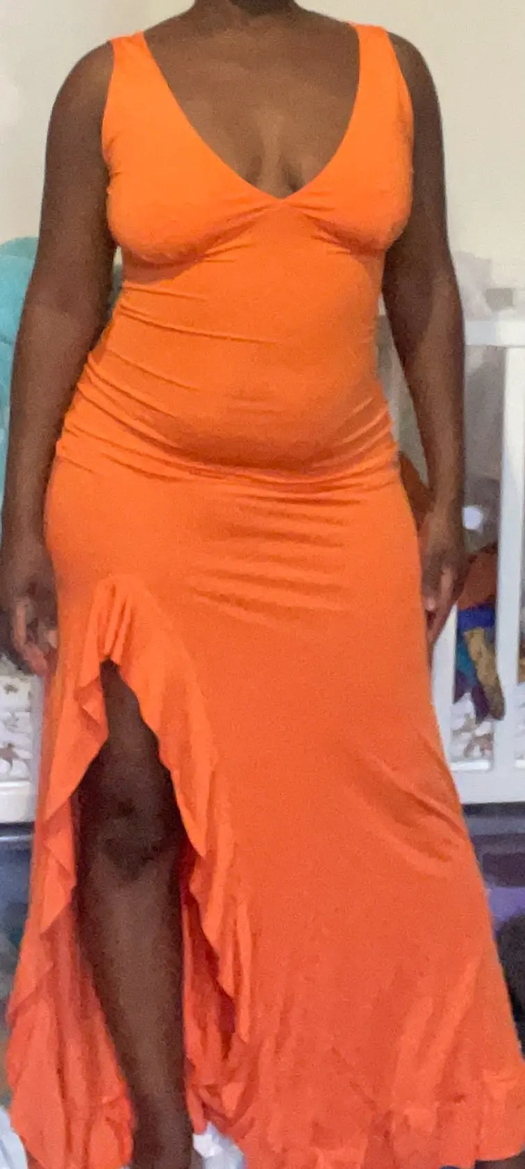 Backless Ruffle Midi Dress with V-Neck in Multiple Colours photo review