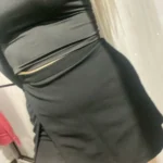 Trendy Black A-Line Mini Skirt High Waist Side Slit Korean photo review